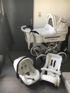 poussette vintage rétro couler blanc white, siege auto cosy, hamac, nacelle retro, poussette pour bebe unique, poussette classique complete