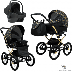 Carrinho de bebê 3 em 1 modelo retrô vintage. Alcofa, carrinho e cadeira auto. Rodas grandes