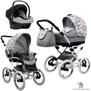 Carrinho 3 em 1 modelo retrô vintage. Alcofa, carrinho e cadeira auto. Rodas grandes