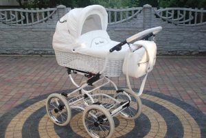 Poussette TRIO style Rétro avec nacelle en osier Modèle Scarlett