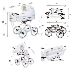 Poussette TRIO style Rétro avec nacelle en osier Modèle Scarlett