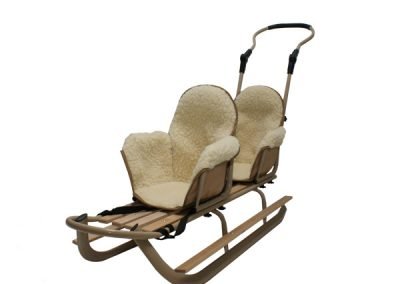 luge 2 places pour les enfants , luge double pour jumeaux,luge jumeaux avec sieges modulables en laine