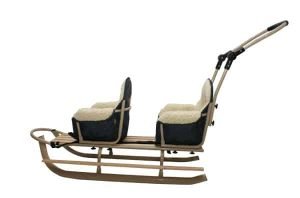 luge 2 places pour les enfants , luge double pour jumeaux,luge jumeaux avec sieges modulables en laine