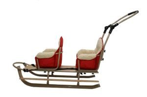 luge 2 places pour les enfants , luge double pour jumeaux,luge jumeaux avec sieges modulables en laine