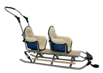 luge 2 places pour les enfants , luge double pour jumeaux,luge jumeaux avec sieges modulables en laine