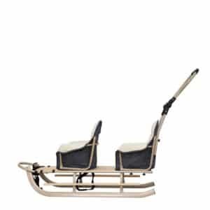 luge poussette pour 2 enfants double avec poignee inclinable, sieges en laine