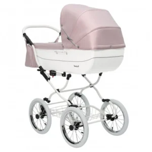 Poussette rétro Renee 3 en 1 rose avec grandes roues style vintage