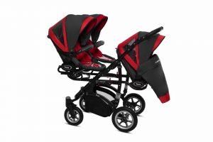 Poussette TRIPPY à trois sièges, structure robuste et harnais 5 points, adaptée pour triplés ou enfants d’âge proche, sièges inclinables et canopy individuel