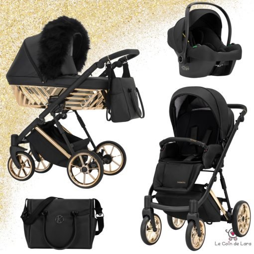 poussette ivento glam avec fourrure, kunert, trio 3 en 1, nacelle or,