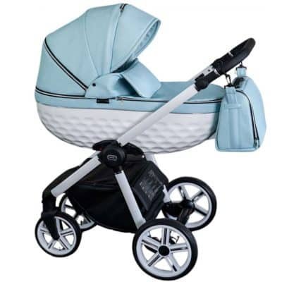 Poussette urbaine trio 3-en-1 avec nacelle 3D et siège réversible – Design exclusif fabriqué en Europe. Finitions en aluminium brossé et tissu respirant, compatible naissance à 4 ans