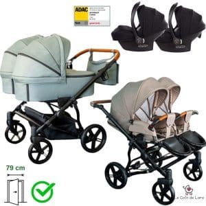 poussette double ouble côte-côte, poussette jumeaux côte à côte