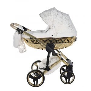 poussette Junama avec nacelle Or couleur blanc en similicuir