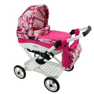 Poussette poupée rose hamac nacelle accessoires couverture, coussin