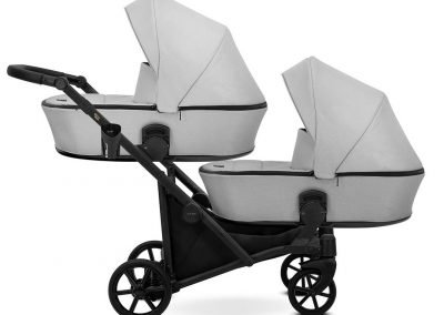 Poussette double jumeaux. Trio 3 en 1 avec 2 x nacelles, 2 x hamac, 2 x cosy. Pack complet