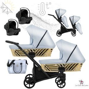 poussette double jumeaux personnalisable choisir les couleurs de modules. blanc noir cosy hamac nacelle ivento glam duo, poussette jumeaux compacte
