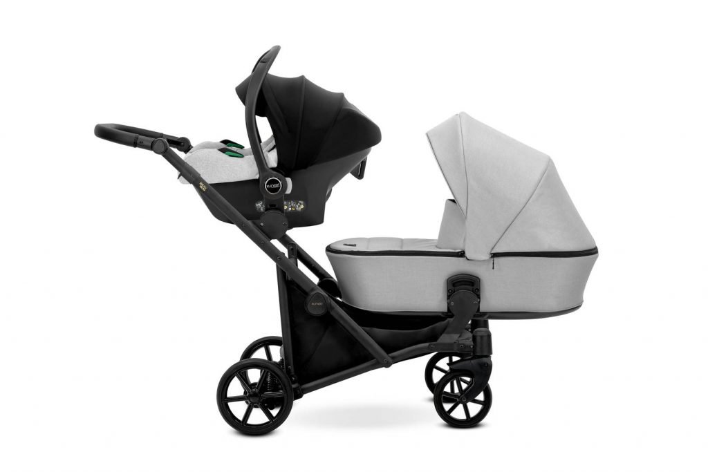 Poussette double jumeaux. Trio 3 en 1 avec 2 x nacelles, 2 x hamac, 2 x cosy. Pack complet