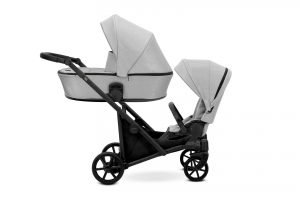 Poussette double jumeaux. Trio 3 en 1 avec 2 x nacelles, 2 x hamac, 2 x cosy. Pack complet