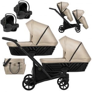 poussette jumeaux ivento duo personnalisable couleurs cappuccino pour fille et garcon