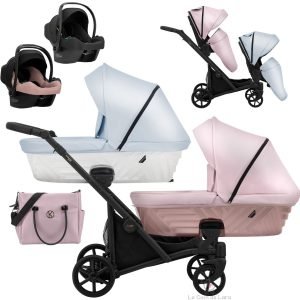 poussette jumeaux ivento duo personnalisable couleurs bleu et rose pour fille et garcon