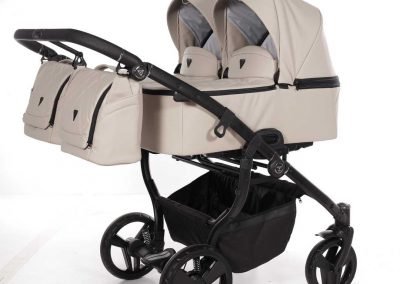 Poussette Jumeaux Double Junama DUO V3 couleur beige en similicuir
