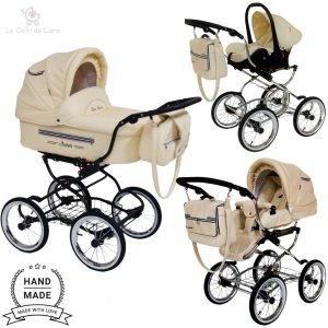 poussette vintage rétro couler creme cream, siege auto cosy, hamac, nacelle retro, poussette pour bebe unique, poussette classique complete