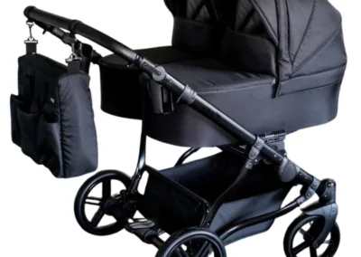 poussette jumeaux cote a cote pour 2 enfants, couleur noir, roues increvables, chassis double noir,