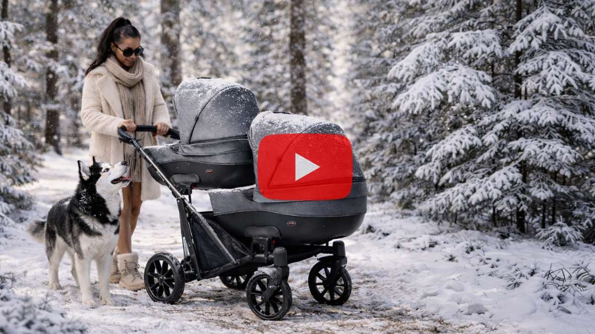 Poussette jumeaux robuste et chic – idéale en hiver comme en été