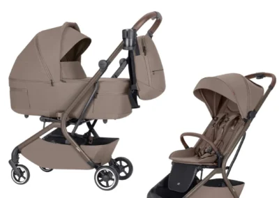 Poussette Carrello Magia 2 en 1 beige cacao avec nacelle pliante et siège, poussette compacte cabine avion